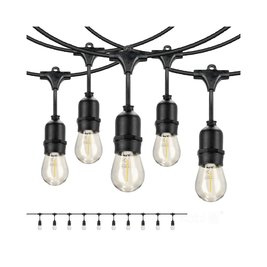 Cadena decorativa LED para exteriores BAJA ST64 10xE27/1W/230V 10,9m IP44 blanco cálido