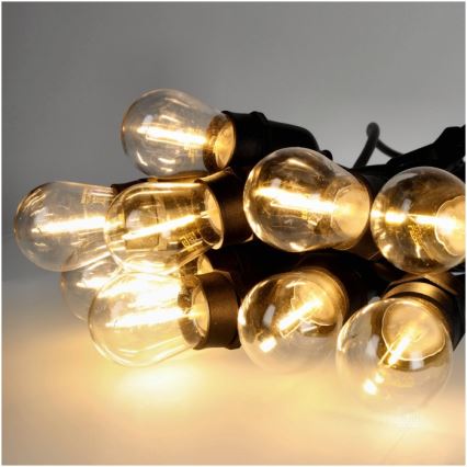 Cadena decorativa LED para exteriores BAJA ST64 10xE27/1W/230V 10,9m IP44 blanco cálido