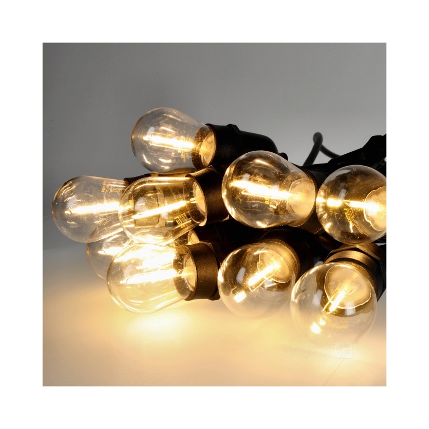 Cadena decorativa LED para exteriores BAJA ST64 10xE27/1W/230V 10,9m IP44 blanco cálido