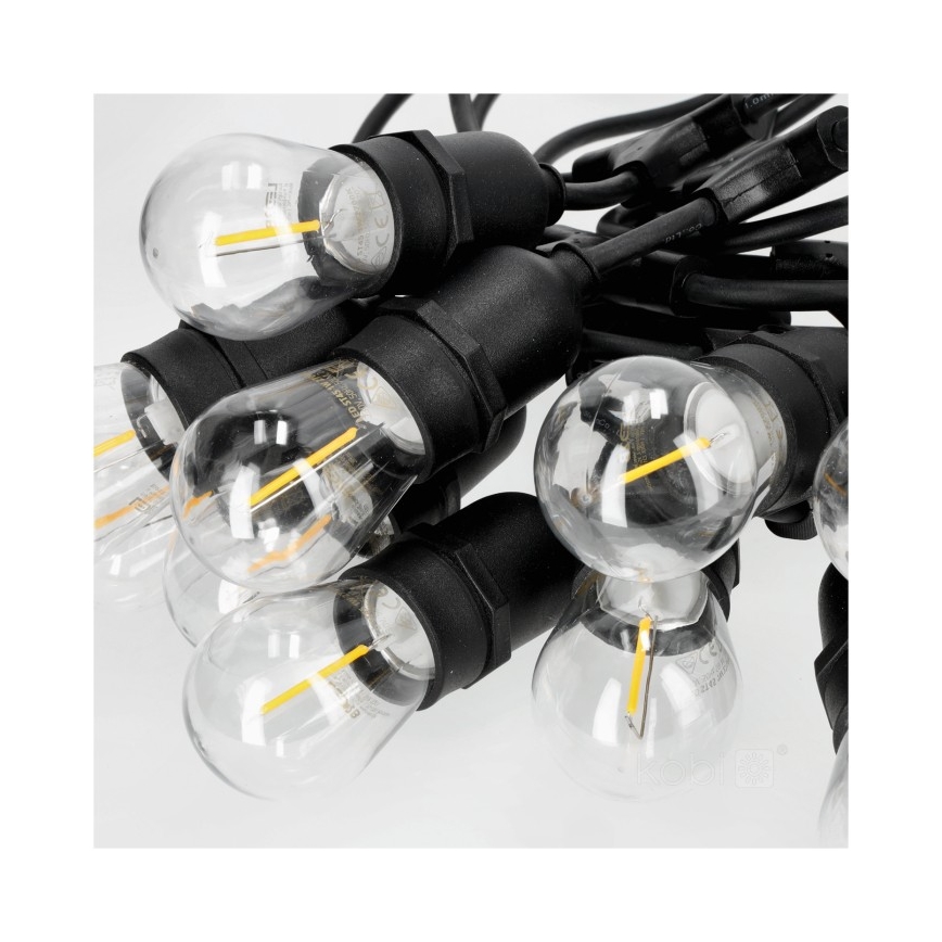 Cadena decorativa LED para exteriores BAJA ST64 10xE27/1W/230V 10,9m IP44 blanco cálido