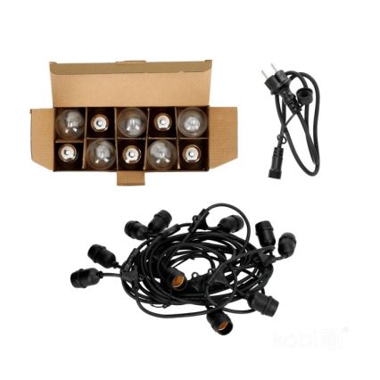 Cadena decorativa LED para exteriores BAJA ST64 10xE27/1W/230V 10,9m IP44 blanco cálido