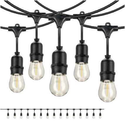 Cadena decorativa LED para exteriores BAJA ST64 15xE27/1W/230V 15,9m IP44 blanco cálido