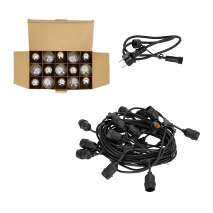 Cadena decorativa LED para exteriores BAJA ST64 15xE27/1W/230V 15,9m IP44 blanco cálido