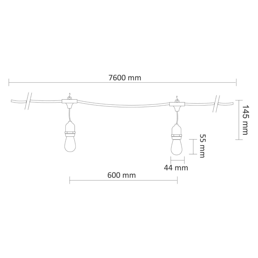 Cadena decorativa LED para exteriores PARTY NEON 7,6 m 10xE27/0,6W/36V IP44