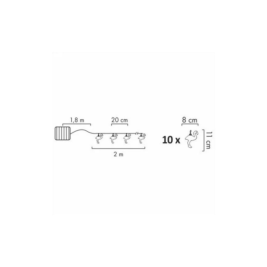 Cadena decorativa LED solar 10xLED/1,2V 300 mAh 3,8 m IP44 flamenco