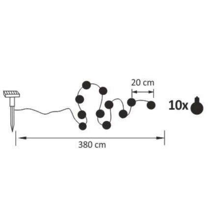 Cadena decorativa solar LED LED/1,2V 300 mAh 3,8 m IP44