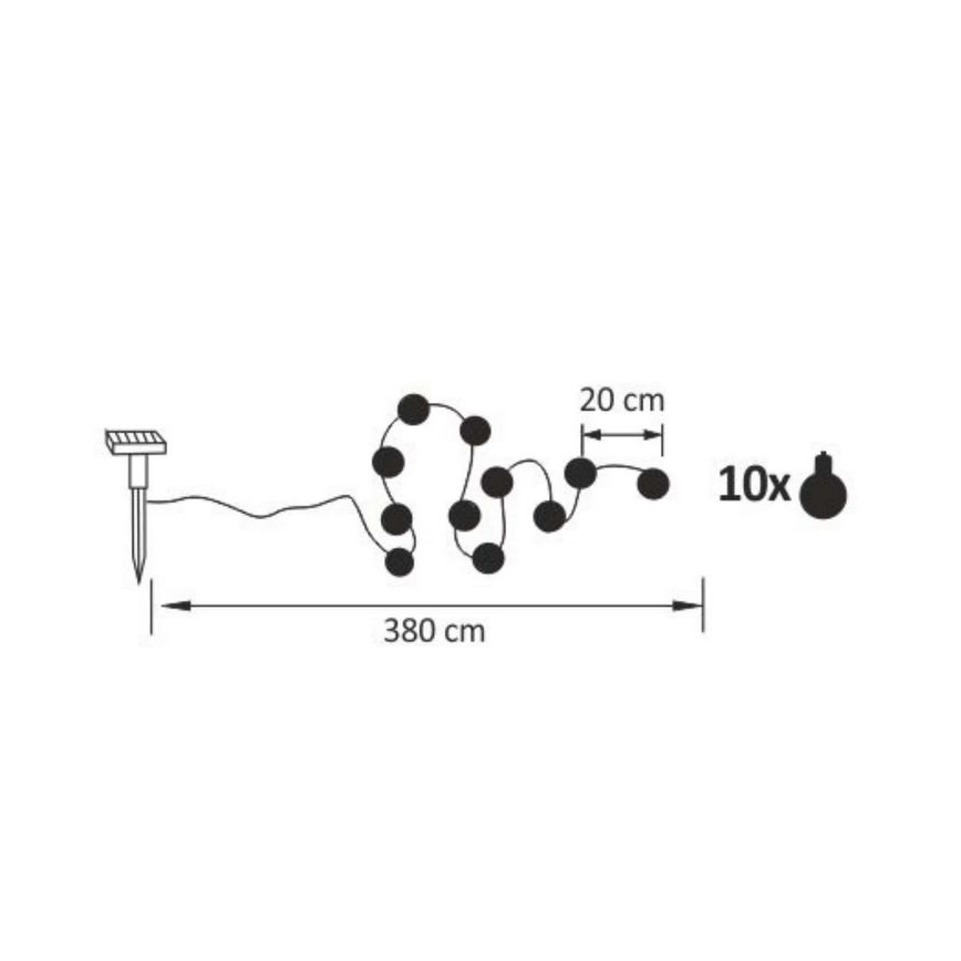 Cadena decorativa solar LED LED/1,2V 300 mAh 3,8 m IP44