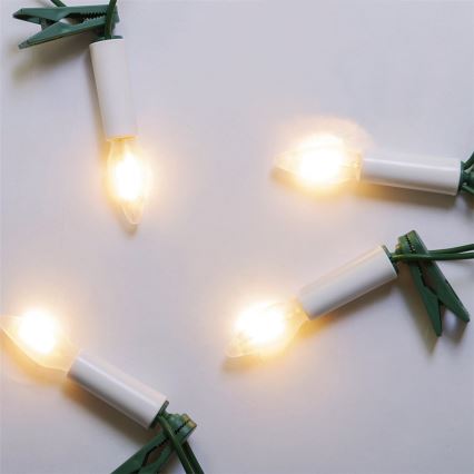 Cadena LED de extensión navideña para exterior FELICIA FILAMENT 20xE10 14m transparente/blanco cálido IP44, Fabricado en la UE