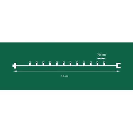 Cadena LED de extensión navideña para exterior FELICIA FILAMENT 20xE10 14m transparente/blanco cálido IP44, Fabricado en la UE