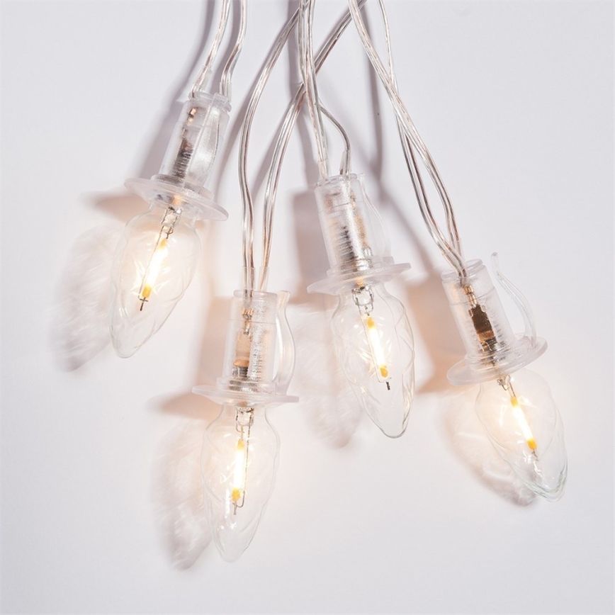 Cadena LED de extensión navideña para exterior CONO FILAMENTO 20xE10 14m claro/blanco cálido IP44, Fabricado en la UE