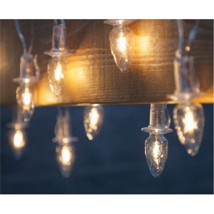 Cadena LED de extensión navideña para exterior CONO FILAMENTO 20xE10 14m claro/blanco cálido IP44, Fabricado en la UE