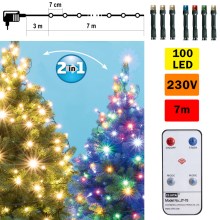 Cadena LED de Navidad para exteriores 100xLED 10m IP44 blanco cálido/multicolor + mando a distancia