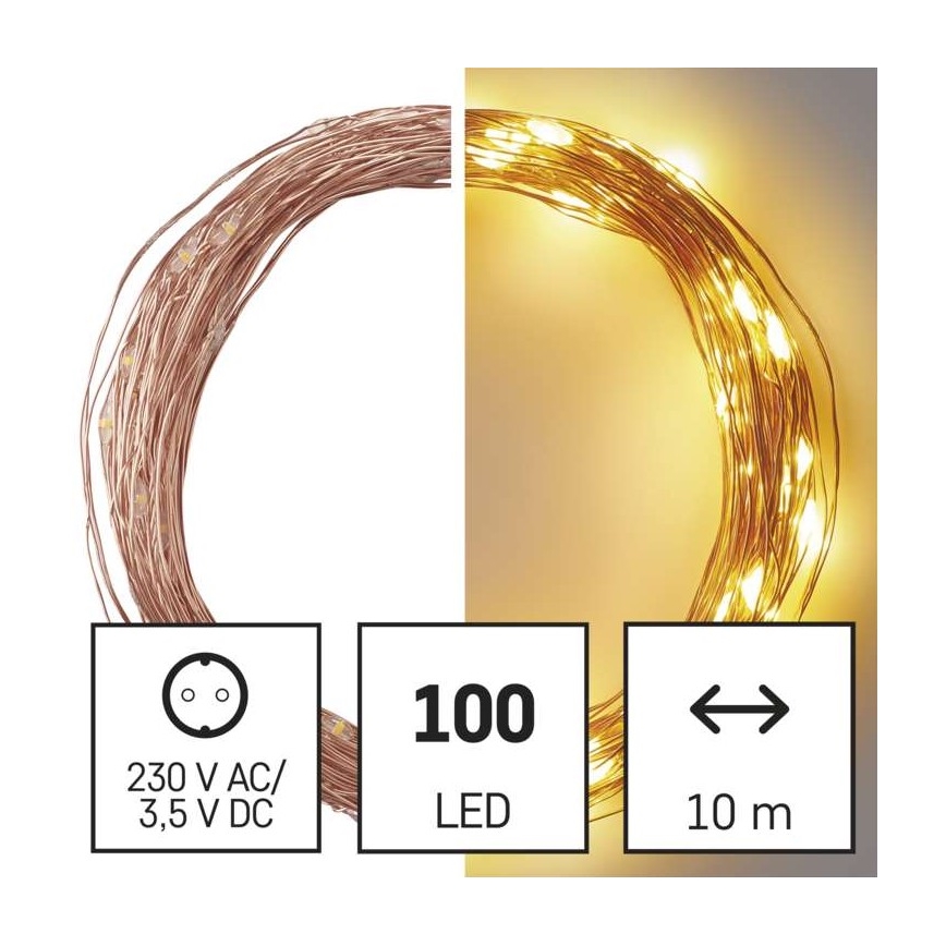 Cadena LED de Navidad para exteriores 100xLED/15m IP44 blanco cálido