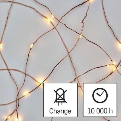 Cadena LED de Navidad para exteriores 100xLED/15m IP44 blanco cálido