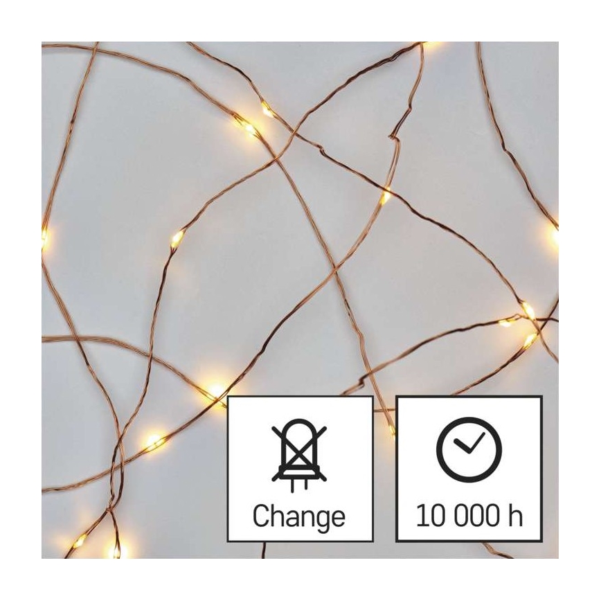 Cadena LED de Navidad para exteriores 100xLED/15m IP44 blanco cálido