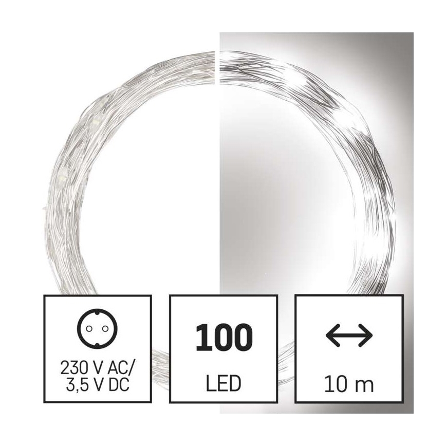 Cadena LED de Navidad para exteriores 100xLED/15m IP44 blanco frío