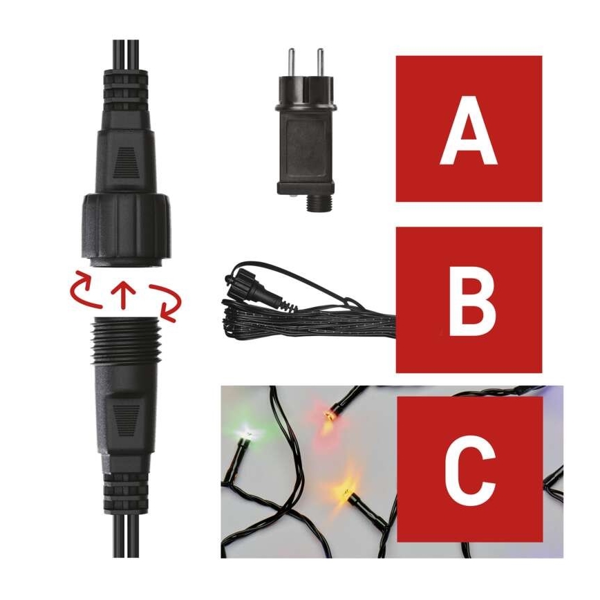 Cadena LED de Navidad para exteriores 100xLED/15m IP44 multicolor