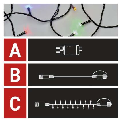 Cadena LED de Navidad para exteriores 100xLED/15m IP44 multicolor