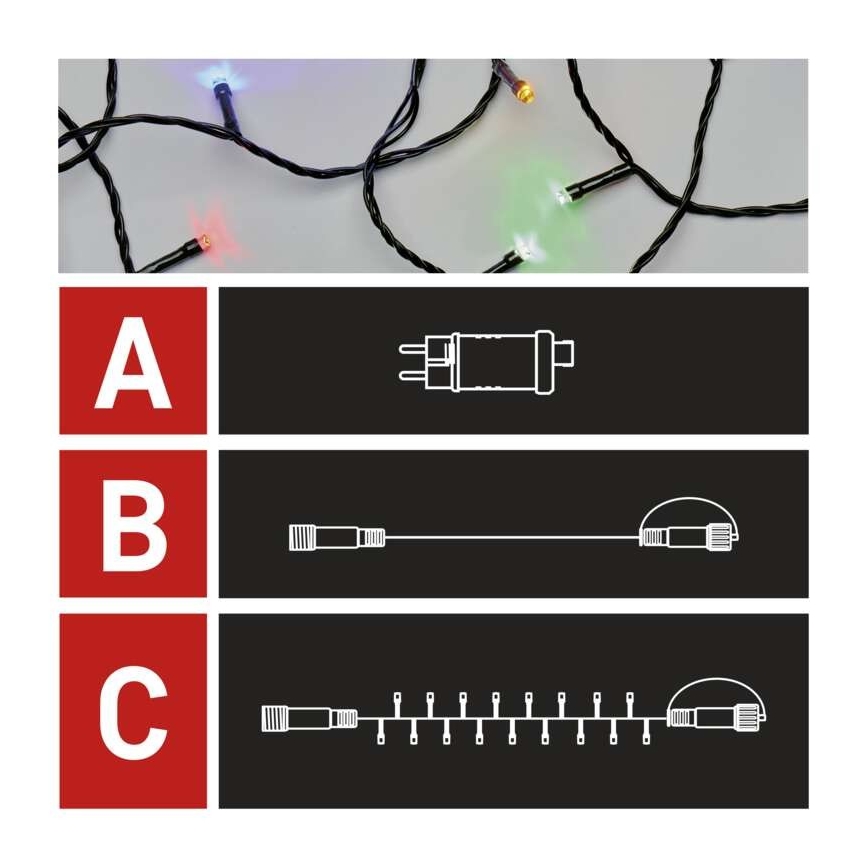 Cadena LED de Navidad para exteriores 100xLED/15m IP44 multicolor