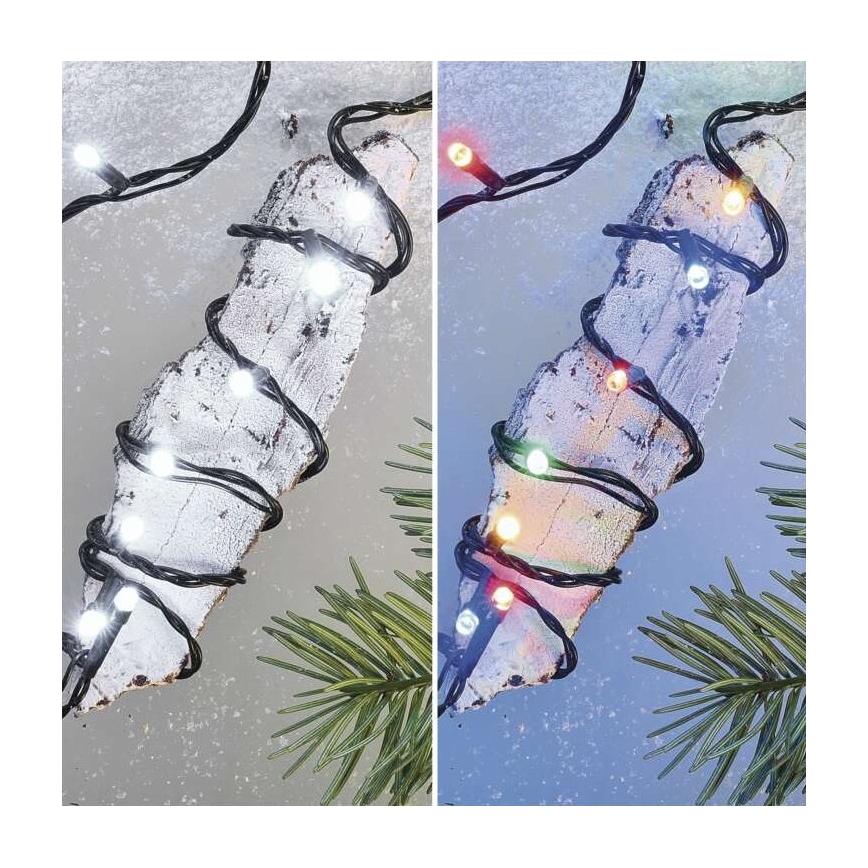 Cadena LED de Navidad para exteriores 100xLED/8 modos 15m IP44 blanco frío/multicolor