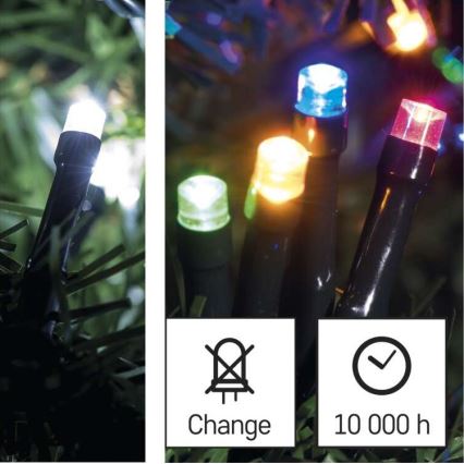 Cadena LED de Navidad para exteriores 100xLED/8 modos 15m IP44 blanco frío/multicolor