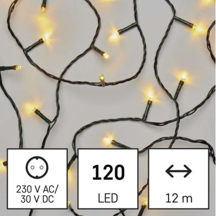 Cadena LED de Navidad para exteriores 120xLED/17m IP44 blanco cálido