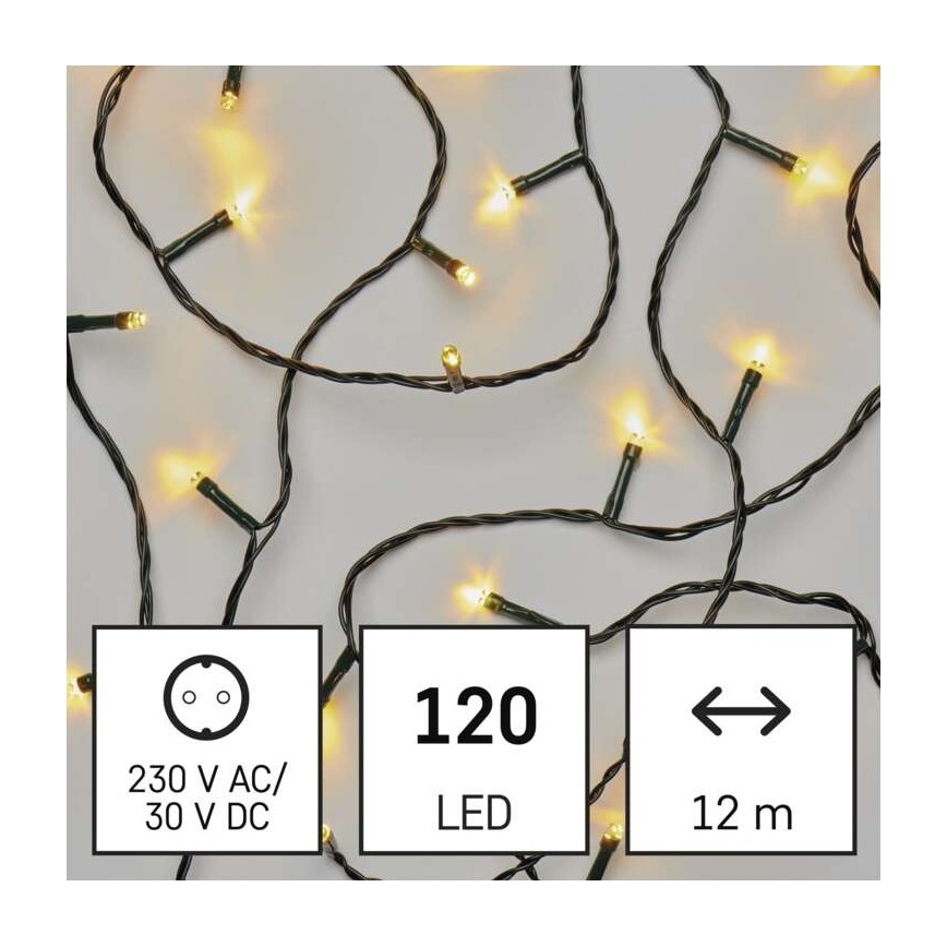 Cadena LED de Navidad para exteriores 120xLED/17m IP44 blanco cálido