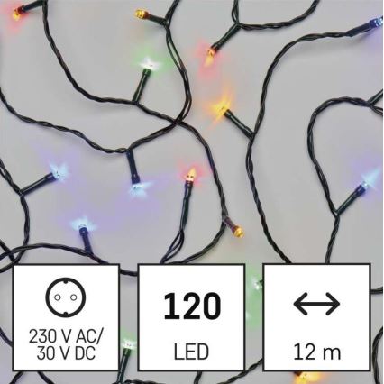 Cadena LED de Navidad para exteriores 120xLED/8 modos 17m IP44 multicolor