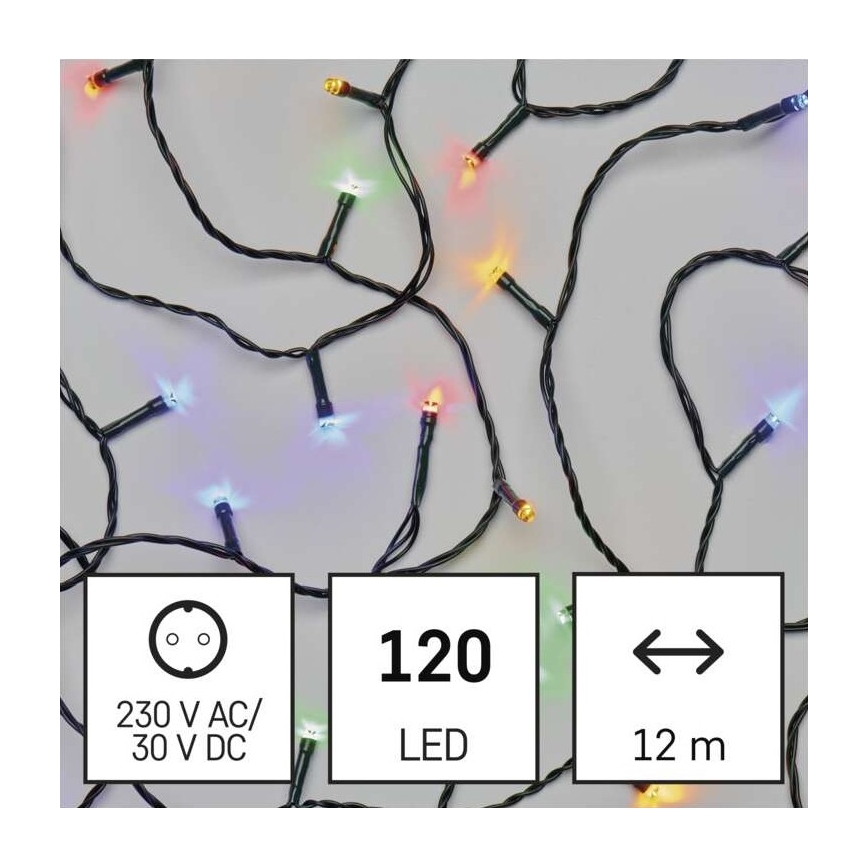Cadena LED de Navidad para exteriores 120xLED/8 modos 17m IP44 multicolor