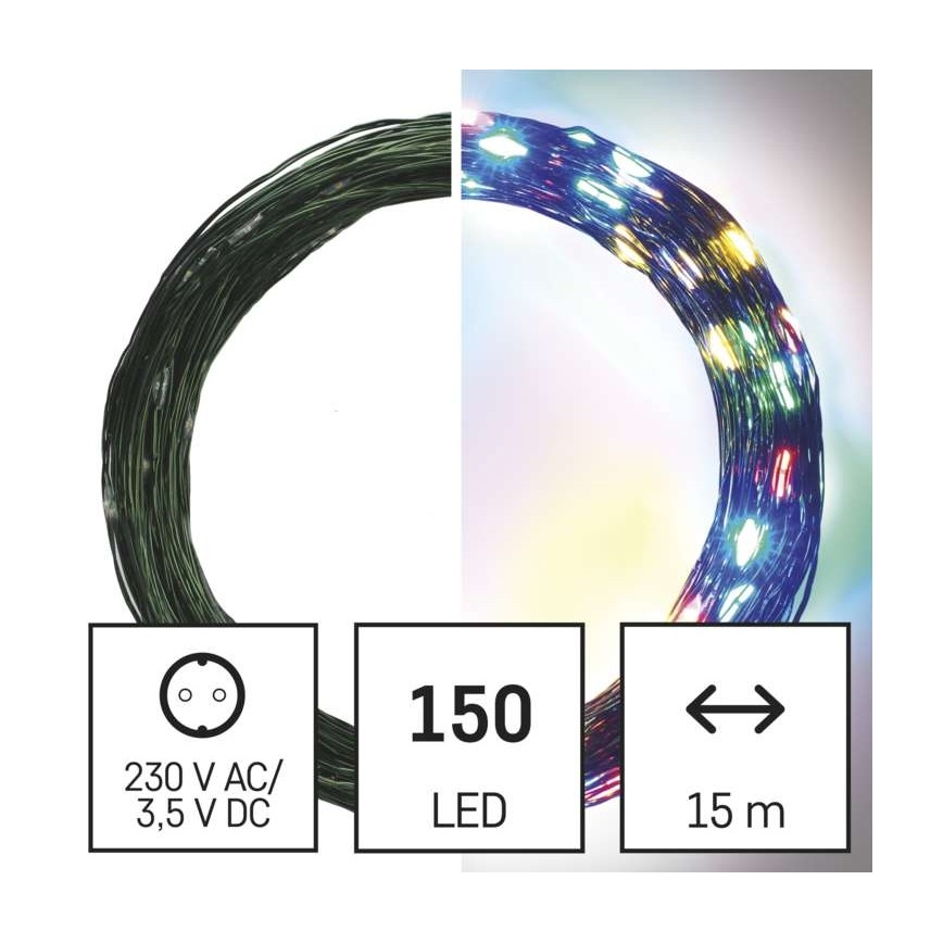 Cadena LED de Navidad para exteriores 150xLED/20m IP44 multicolor