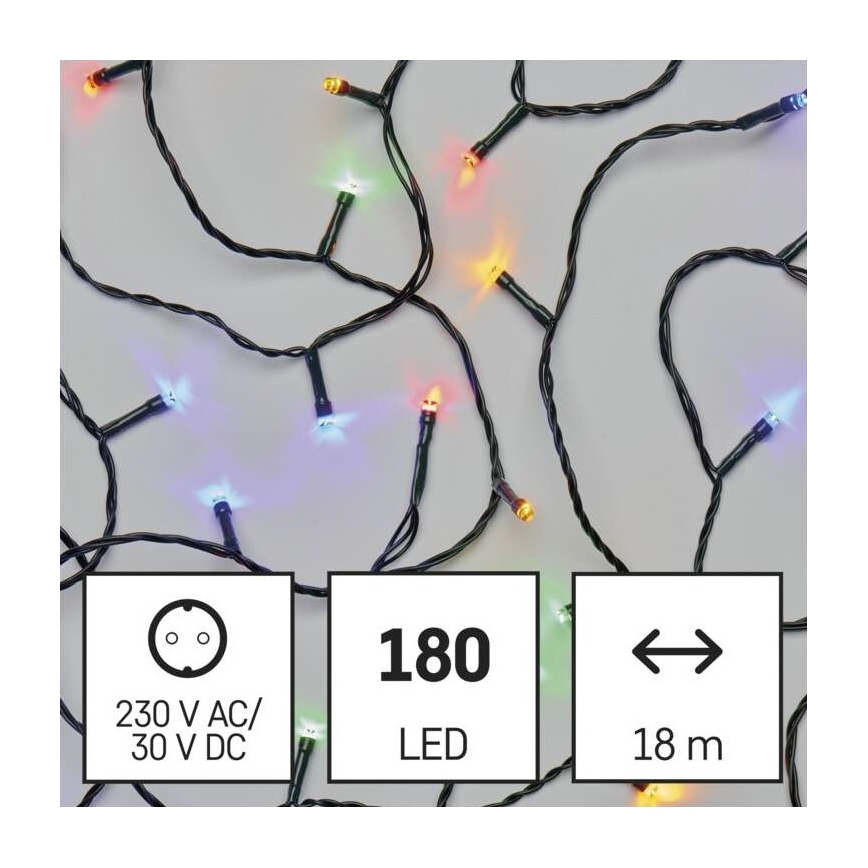 Cadena LED de Navidad para exteriores 180xLED/23m IP44 multicolor