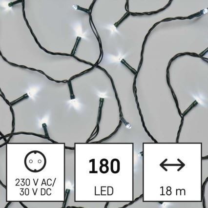 Cadena LED de Navidad para exteriores 180xLED/8 módů 23m IP44 blanco frío