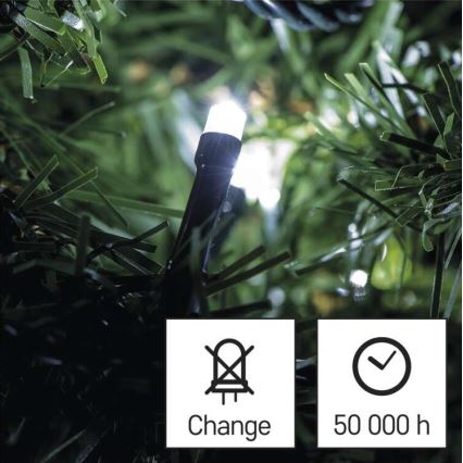 Cadena LED de Navidad para exteriores 180xLED/8 módů 23m IP44 blanco frío