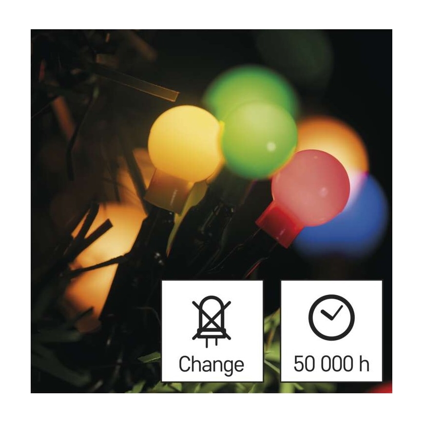 Cadena LED de Navidad para exteriores 200xLED/8 modos 25m IP44 multicolor