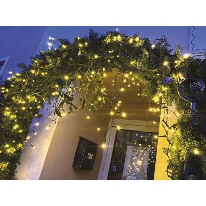 Cadena LED de Navidad para exteriores 200xLED/8 modos 8,6m IP44 blanco cálido