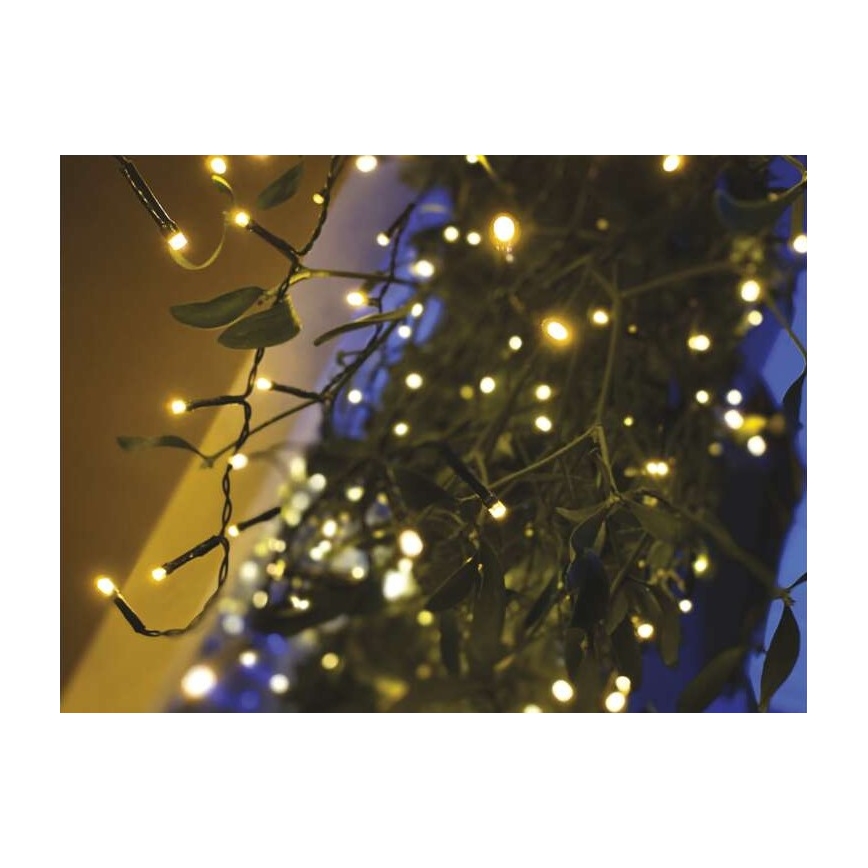 Cadena LED de Navidad para exteriores 200xLED/8 modos 8,6m IP44 blanco cálido