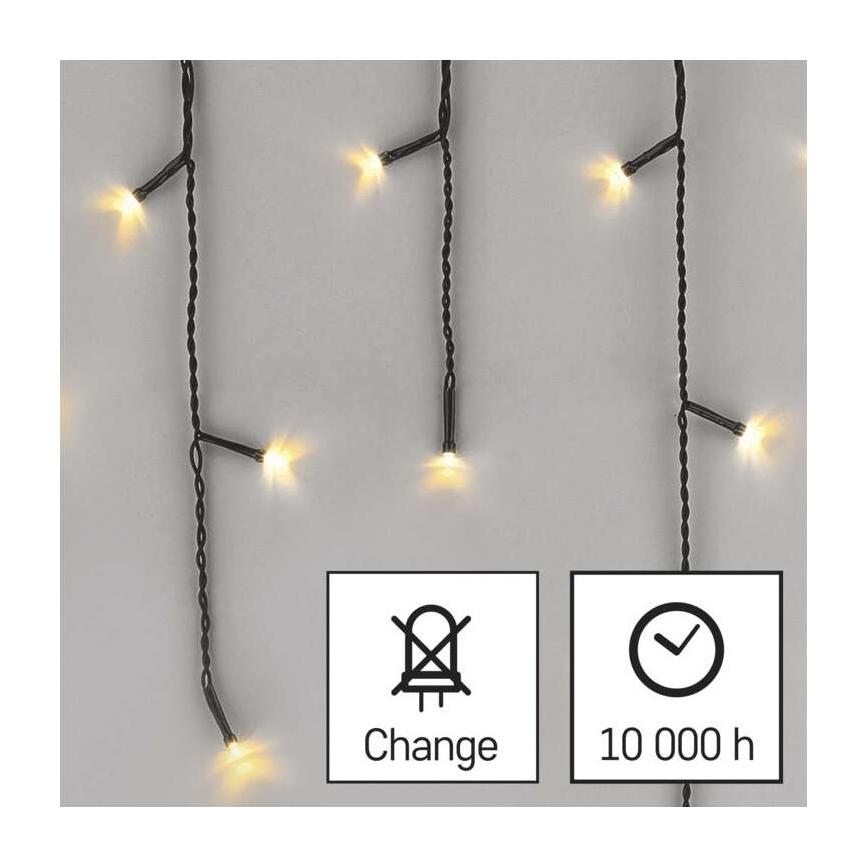 Cadena LED de Navidad para exteriores 200xLED/8 modos 8,6m IP44 blanco cálido