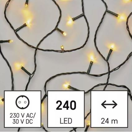 Cadena LED de Navidad para exteriores 240xLED/8 módů 29m IP44 blanco cálido