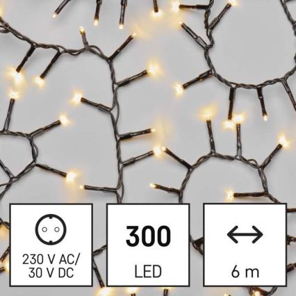 Cadena LED de Navidad para exteriores 300xLED/11m IP44 blanco cálido