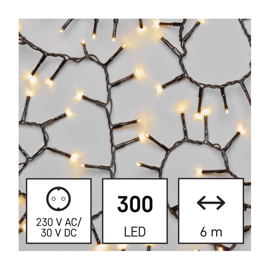 Cadena LED de Navidad para exteriores 300xLED/11m IP44 blanco cálido