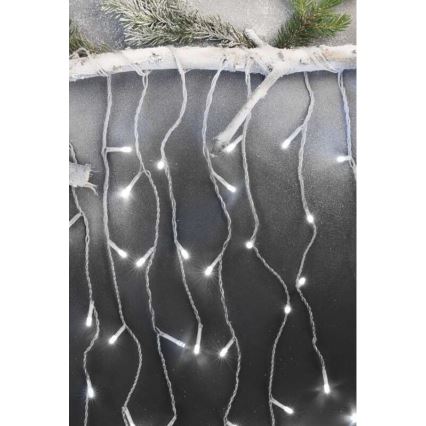 Cadena LED de Navidad para exteriores 300xLED/8 modos 10m IP44 blanco frío+mando a distancia
