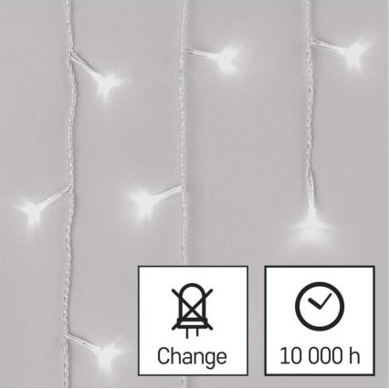 Cadena LED de Navidad para exteriores 300xLED/8 modos 10m IP44 blanco frío+mando a distancia