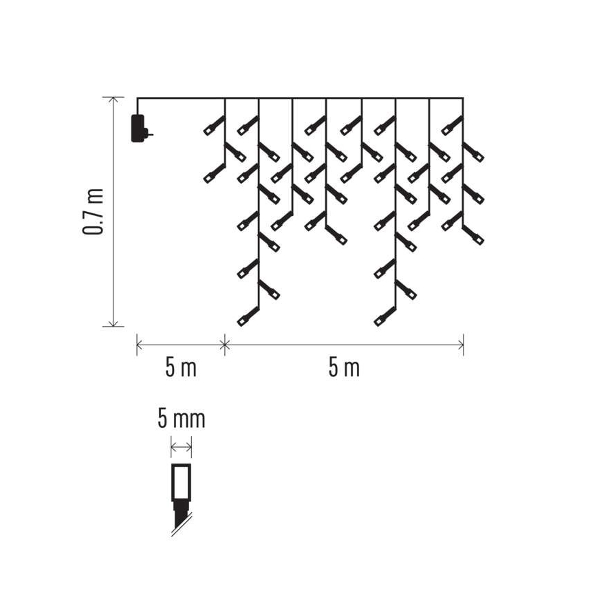 Cadena LED de Navidad para exteriores 300xLED/8 modos 10m IP44 blanco frío+mando a distancia