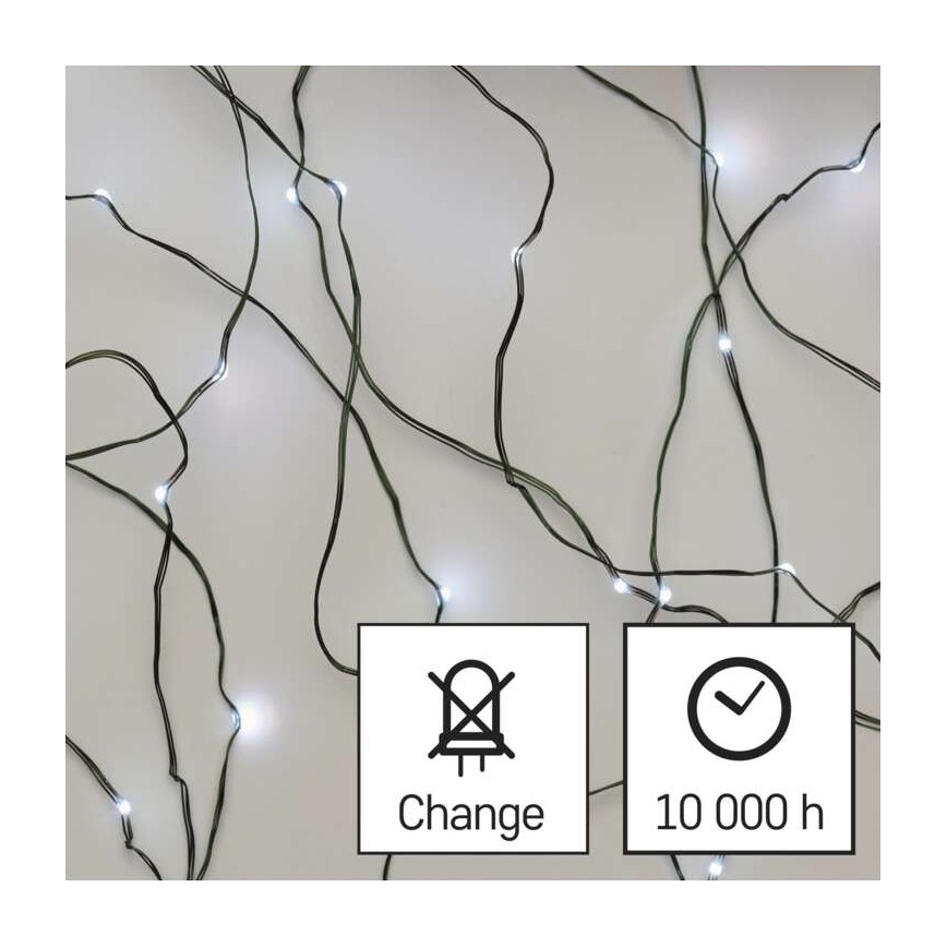 Cadena LED de Navidad para exteriores 40xLED/9m IP44 blanco frío