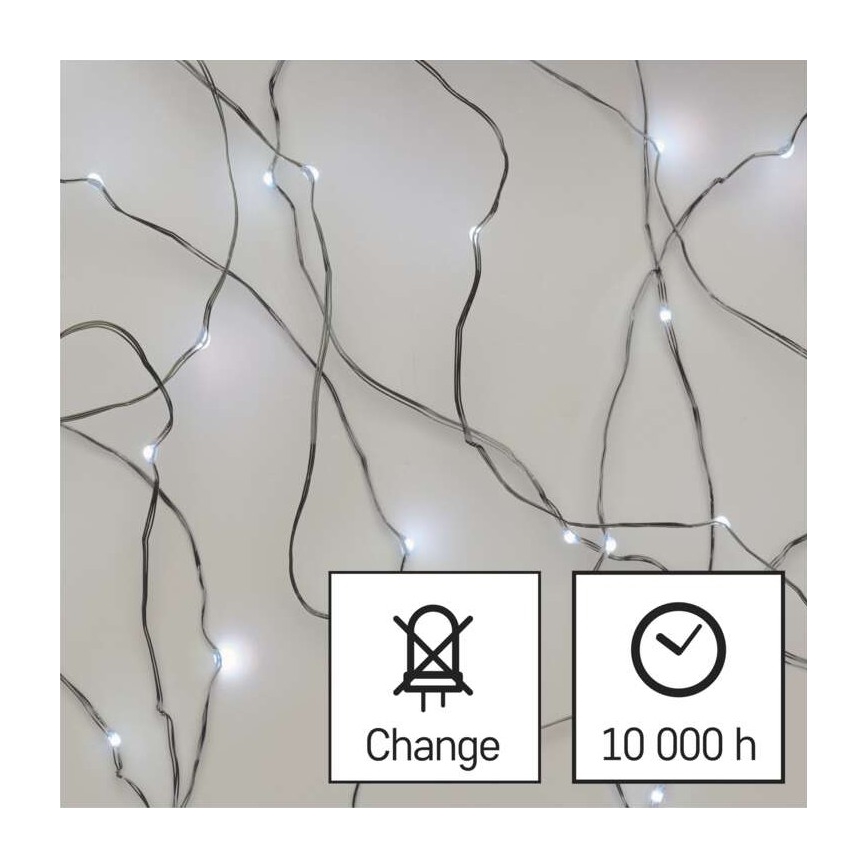 Cadena LED de Navidad para exteriores 40xLED/9m IP44 blanco frío