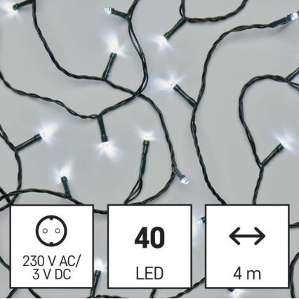 Cadena LED de Navidad para exteriores 40xLED/9m IP44 blanco frío