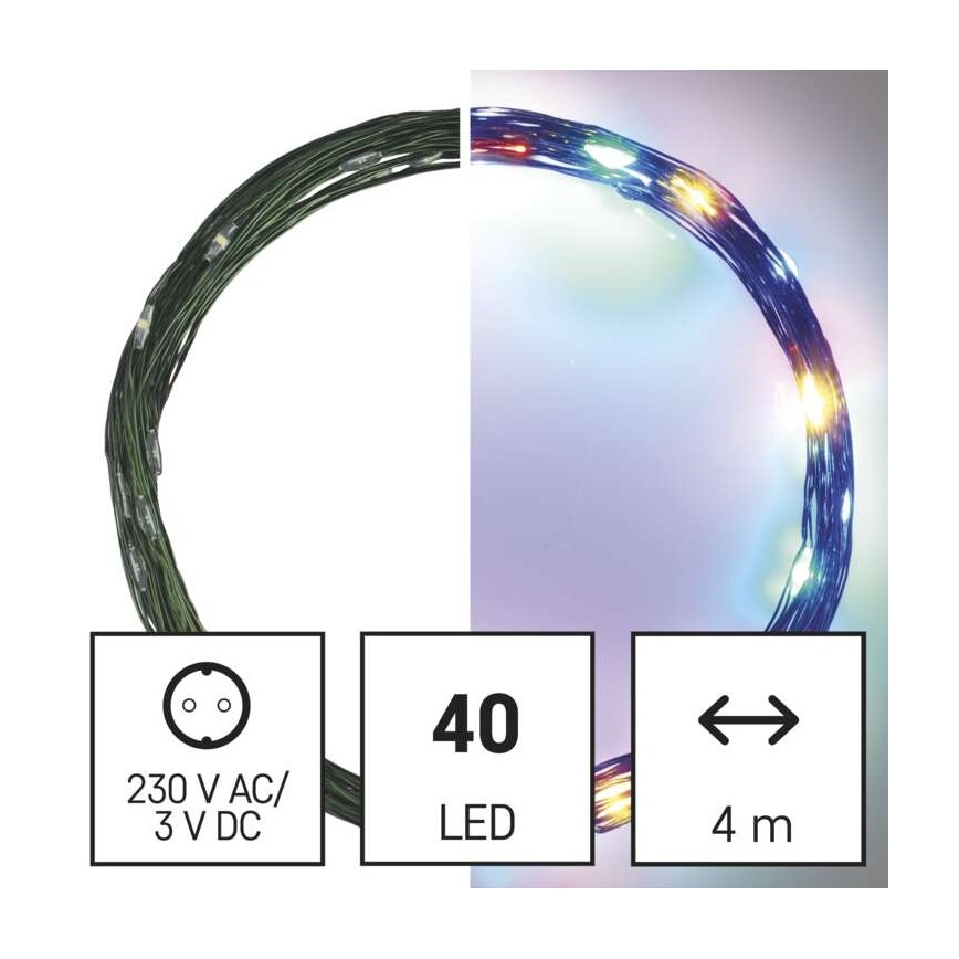 Cadena LED de Navidad para exteriores 40xLED/9m IP44 multicolor
