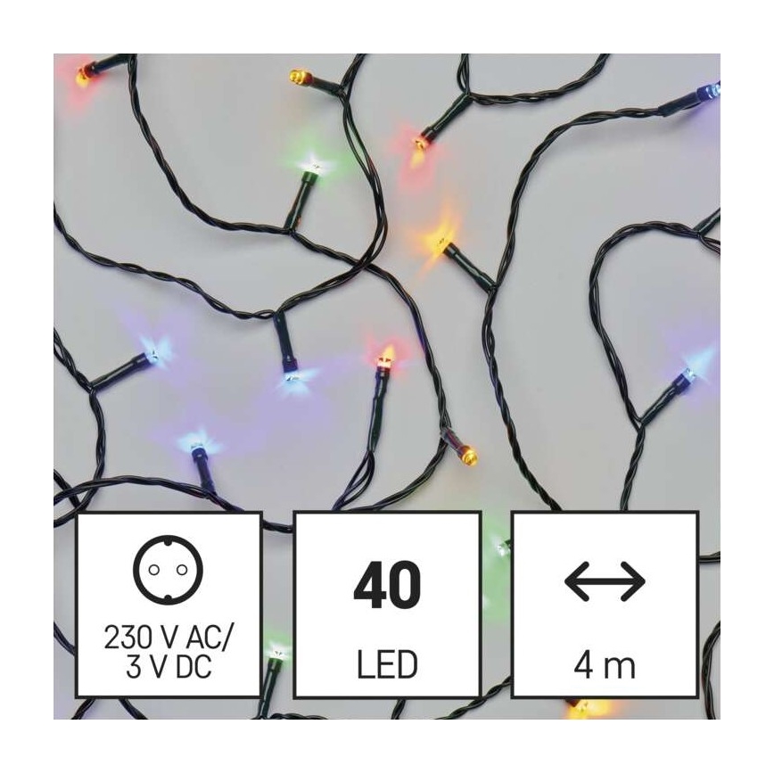 Cadena LED de Navidad para exteriores 40xLED/9m IP44 multicolor