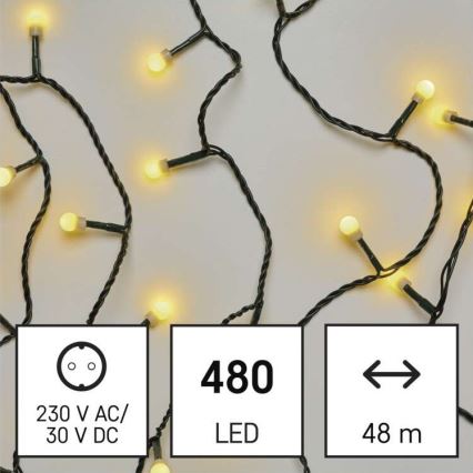 Cadena LED de Navidad para exteriores 480xLED/53m IP44 blanco cálido