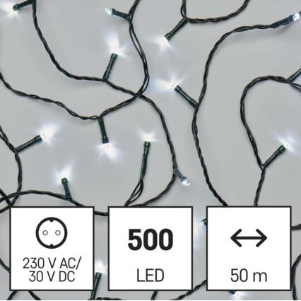 Cadena LED de Navidad para exteriores 500xLED/55m IP44 blanco frío